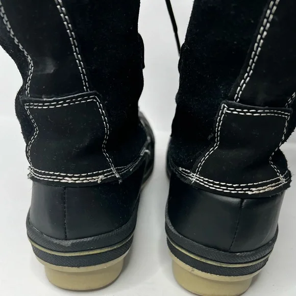 Merona Women's Winter Boots Black Leather Manmade Faux Fur Size 7 - Picture 4 of 8